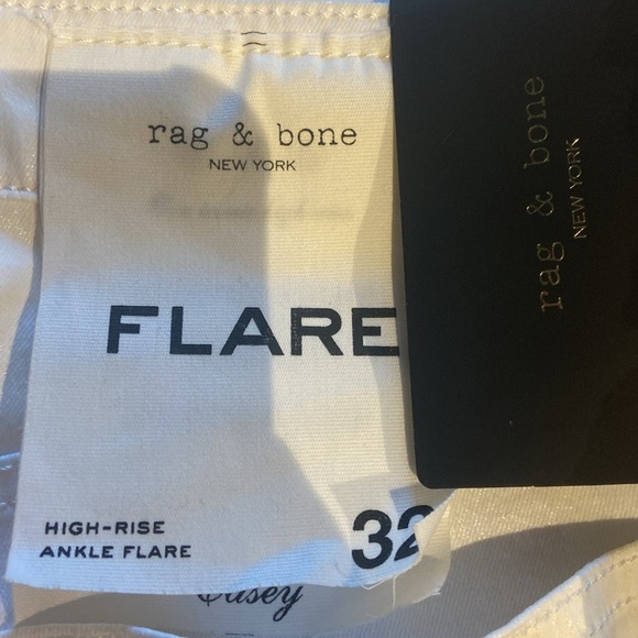 RAG & BONE Casey Hight Rise Ankle Flare in Coated White Sz 32 NEW - Picture 5 of 6